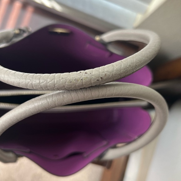 kate spade gray leather satchel with purple interior - Picture 6 of 6